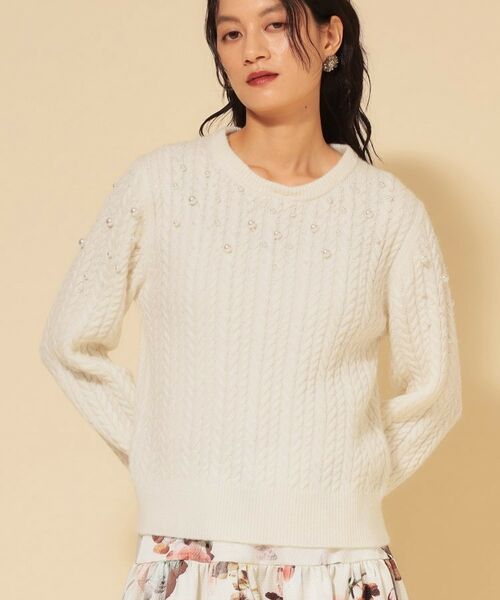 SunaUna / スーナウーナ ニット・セーター | 【COLLECTION LINE】衿付きパール調ニット | 詳細12
