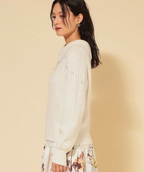SunaUna / スーナウーナ ニット・セーター | 【COLLECTION LINE】衿付きパール調ニット | 詳細17