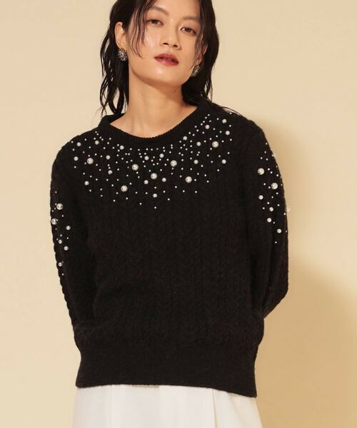SunaUna / スーナウーナ ニット・セーター | 【COLLECTION LINE】衿付きパール調ニット | 詳細2