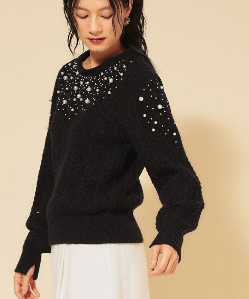 SunaUna / スーナウーナ ニット・セーター | 【COLLECTION LINE】衿付きパール調ニット | 詳細3