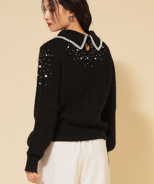 SunaUna / スーナウーナ ニット・セーター | 【COLLECTION LINE】衿付きパール調ニット | 詳細4