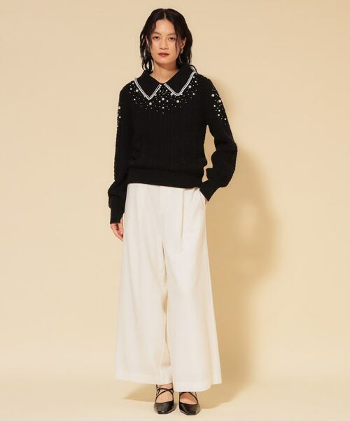 SunaUna / スーナウーナ ニット・セーター | 【COLLECTION LINE】衿付きパール調ニット | 詳細5