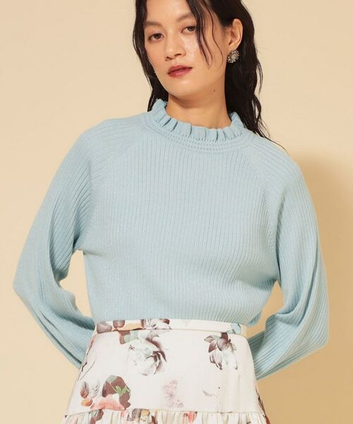 SunaUna/スーナウーナ 【COLLECTION LINE】フリルラメニット ブルー(091) 40(L) SunaUna/スーナウーナ 【COLLECTION LINE】フリルラメニット ブルー(091) 40(L)