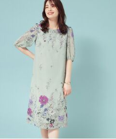 SunaUna / スーナウーナ ミニ丈・ひざ丈ワンピース | 【コスモス／SS～Lサイズ展開】フラワーパネル柄ワンピース