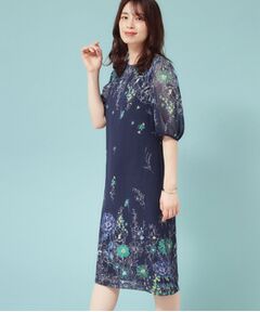 SunaUna / スーナウーナ ミニ丈・ひざ丈ワンピース | 【コスモス／SS～Lサイズ展開】フラワーパネル柄ワンピース