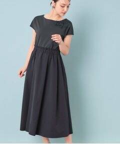 SunaUna / スーナウーナ ロング・マキシ丈ワンピース | 【ジャージ×タフタ／レース】異素材ドッキングワンピース