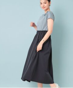 SunaUna / スーナウーナ ロング・マキシ丈ワンピース | 【ジャージ×タフタ／レース】異素材ドッキングワンピース