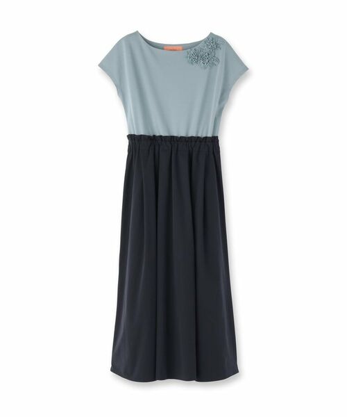 SunaUna / スーナウーナ ロング・マキシ丈ワンピース | 【ジャージ×タフタ／レース】異素材ドッキングワンピース | 詳細1