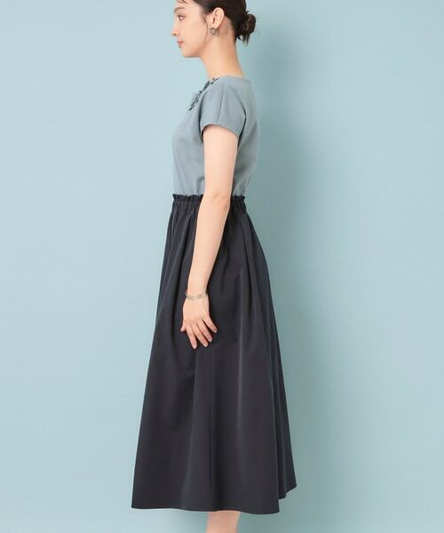 SunaUna / スーナウーナ ロング・マキシ丈ワンピース | 【ジャージ×タフタ／レース】異素材ドッキングワンピース | 詳細10