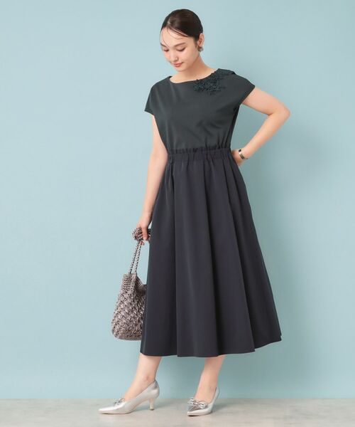 SunaUna / スーナウーナ ロング・マキシ丈ワンピース | 【ジャージ×タフタ／レース】異素材ドッキングワンピース | 詳細2