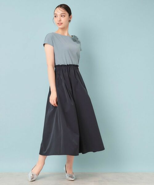 SunaUna / スーナウーナ ロング・マキシ丈ワンピース | 【ジャージ×タフタ／レース】異素材ドッキングワンピース | 詳細3