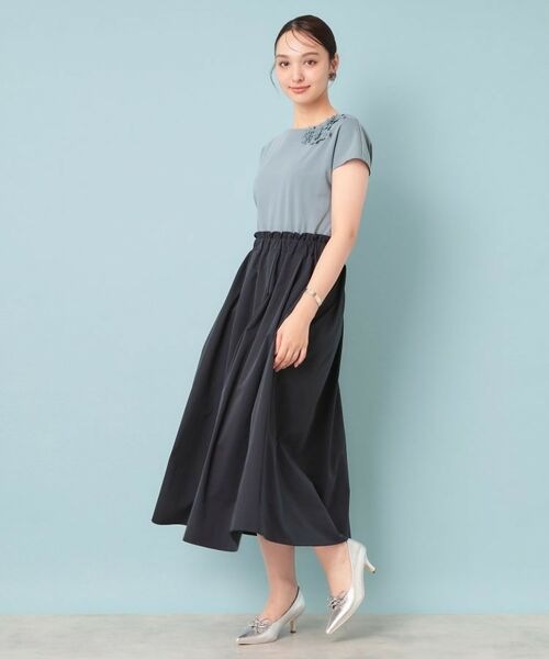 SunaUna / スーナウーナ ロング・マキシ丈ワンピース | 【ジャージ×タフタ／レース】異素材ドッキングワンピース | 詳細4