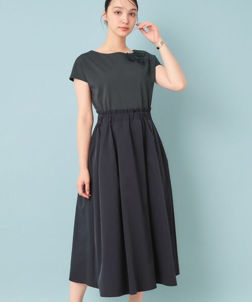 SunaUna / スーナウーナ ロング・マキシ丈ワンピース | 【ジャージ×タフタ／レース】異素材ドッキングワンピース | 詳細5