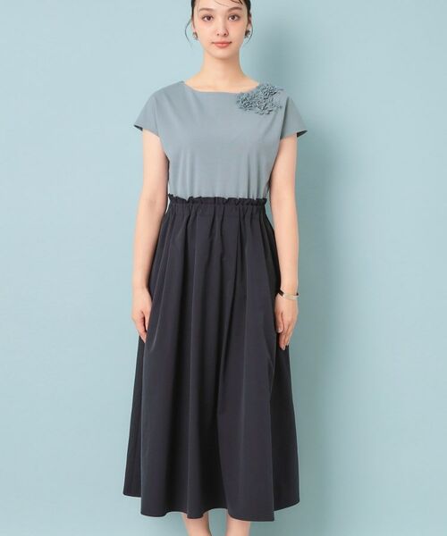 SunaUna / スーナウーナ ロング・マキシ丈ワンピース | 【ジャージ×タフタ／レース】異素材ドッキングワンピース | 詳細9