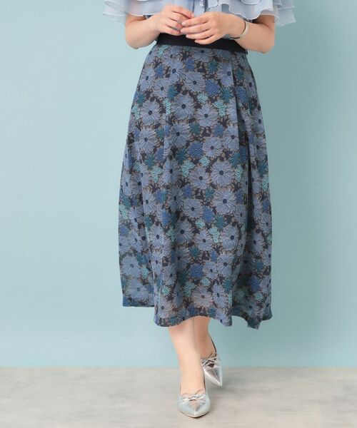 SunaUna / スーナウーナ ロング・マキシ丈スカート | 【&yours project/S~L】レース柄フレアスカート(ネイビー(194))