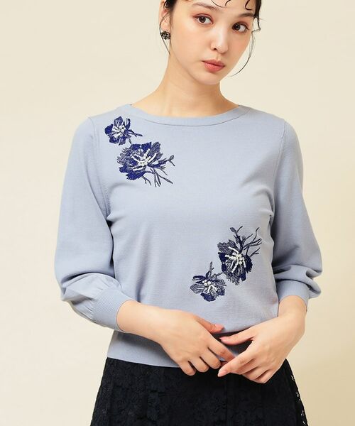 SunaUna / スーナウーナ ニット・セーター | 【SS~Lサイズ展開/手刺繍】クラフトニット(サックスブルー(090))