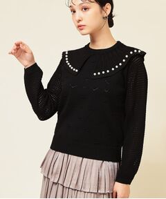 SunaUna / スーナウーナ ニット・セーター | 【COLLECTION LINE】透かしパール調ニット