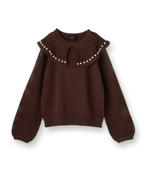 SunaUna / スーナウーナ ニット・セーター | 【COLLECTION LINE】透かしパール調ニット | 詳細1