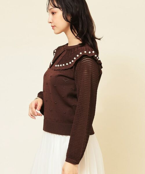 SunaUna / スーナウーナ ニット・セーター | 【COLLECTION LINE】透かしパール調ニット | 詳細15