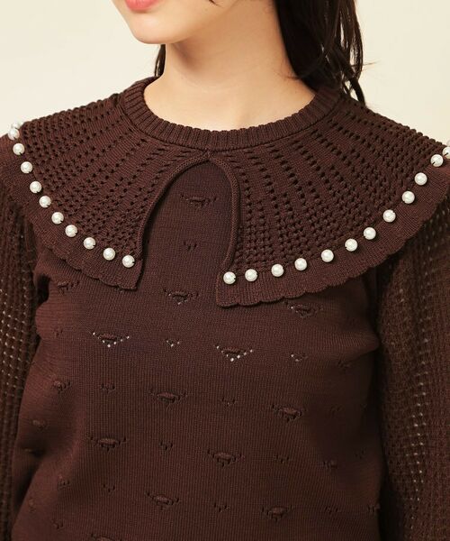 SunaUna / スーナウーナ ニット・セーター | 【COLLECTION LINE】透かしパール調ニット | 詳細17