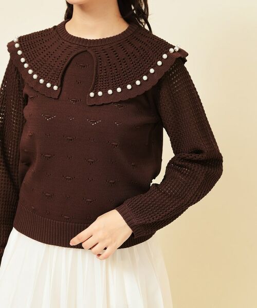 SunaUna / スーナウーナ ニット・セーター | 【COLLECTION LINE】透かしパール調ニット | 詳細19