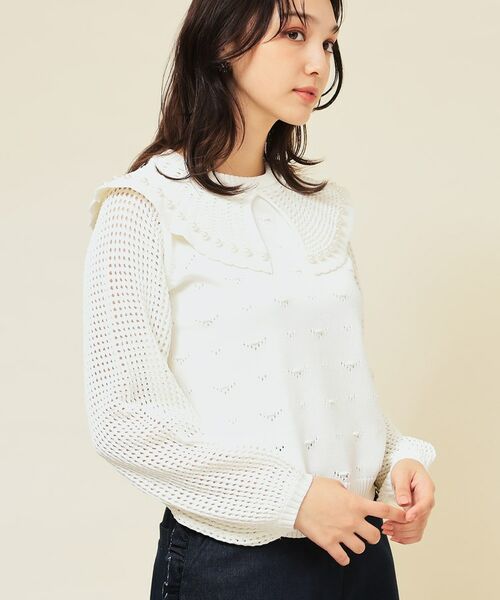 SunaUna / スーナウーナ ニット・セーター | 【COLLECTION LINE】透かしパール調ニット | 詳細6