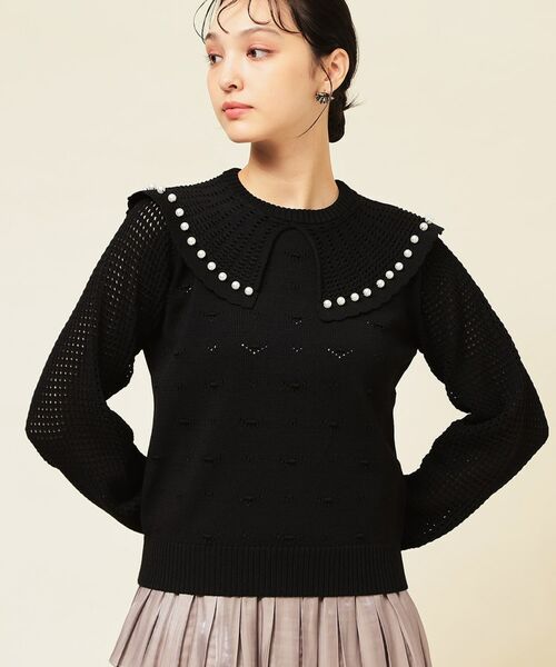 SunaUna / スーナウーナ ニット・セーター | 【COLLECTION LINE】透かしパール調ニット | 詳細8