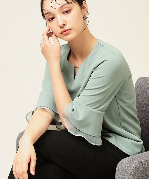 SunaUna / スーナウーナ カットソー | 【4色展開/袖ラッフル】プルオーバー(ミントグリーン(021))