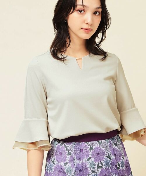 SunaUna / スーナウーナ カットソー | 【4色展開/袖ラッフル】プルオーバー(ライトベージュ(051))