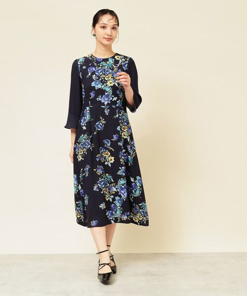 SunaUna/スーナウーナ 【co creation and yours/SS~L】花柄パネルワンピース ネイビー(294) 34(SS) SunaUna/スーナウーナ 【co creation and yours/SS~L】花柄パネルワンピース ネイビー(294) 34(SS)