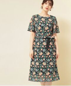 SunaUna / スーナウーナ ミニ丈・ひざ丈ワンピース | 【オパール加工レース／リボン付き】フィット＆フレアワンピース