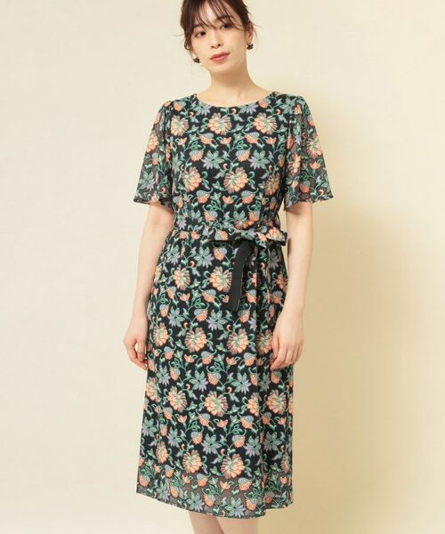 SunaUna / スーナウーナ ミニ丈・ひざ丈ワンピース | 【オパール加工レース／リボン付き】フィット＆フレアワンピース | 詳細10