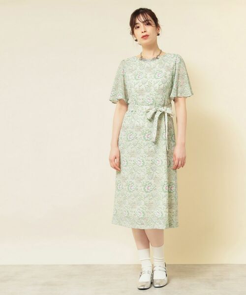 SunaUna / スーナウーナ ミニ丈・ひざ丈ワンピース | 【オパール加工レース／リボン付き】フィット＆フレアワンピース | 詳細7