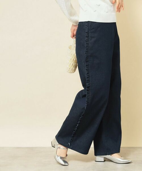 SunaUna / スーナウーナ パンツ | 【COLLECTION LINE】フリルデニム(ネイビー(094))