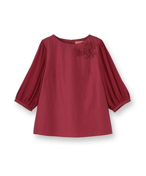 SunaUna / スーナウーナ シャツ・ブラウス | 【フラワーモチーフ付き／袖シフォン】肘下丈ブラウス | 詳細1