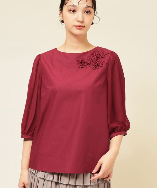 SunaUna / スーナウーナ シャツ・ブラウス | 【フラワーモチーフ付き／袖シフォン】肘下丈ブラウス | 詳細10