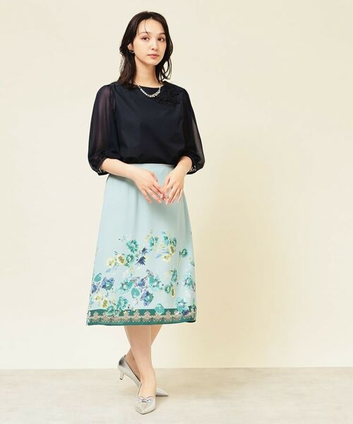 SunaUna / スーナウーナ シャツ・ブラウス | 【フラワーモチーフ付き／袖シフォン】肘下丈ブラウス | 詳細2