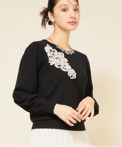 SunaUna / スーナウーナ ニット・セーター | 【SS～Lサイズ展開／チュール刺繍】クラフトニット