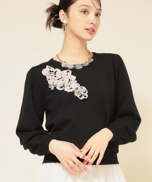 SunaUna / スーナウーナ ニット・セーター | 【SS~Lサイズ展開/チュール刺繍】クラフトニット | 詳細10