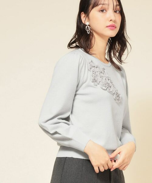 SunaUna / スーナウーナ ニット・セーター | 【SS~Lサイズ展開/チュール刺繍】クラフトニット(ライトグレー(011))