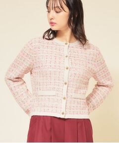 SunaUna / スーナウーナ カーディガン・ボレロ | 【配色／ミックス】ツイードカーディガン