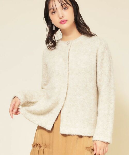 SunaUna/スーナウーナ 【ループヤーン／ふんわり】ミドル丈カーディガン ライトベージュ(051) 38(M)