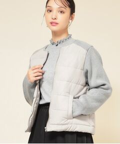 SunaUna / スーナウーナ ノーカラージャケット | 【中綿／キルト】ノーカラーブルゾン