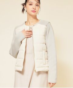 SunaUna / スーナウーナ ノーカラージャケット | 【中綿／キルト】ノーカラーブルゾン