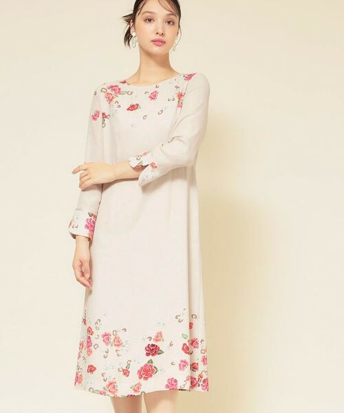 SunaUna/スーナウーナ 【co creation and yours/SS~L】花柄パネルワンピース ライトベージュ(151) 40(L) SunaUna/スーナウーナ 【co creation and yours/SS~L】花柄パネルワンピース ライトベージュ(151) 40(L)