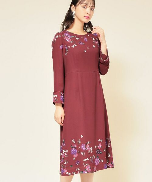 SunaUna/スーナウーナ 【co creation and yours/SS~L】花柄パネルワンピース ボルドー(164) 36(S) SunaUna/スーナウーナ 【co creation and yours/SS~L】花柄パネルワンピース ボルドー(164) 36(S)