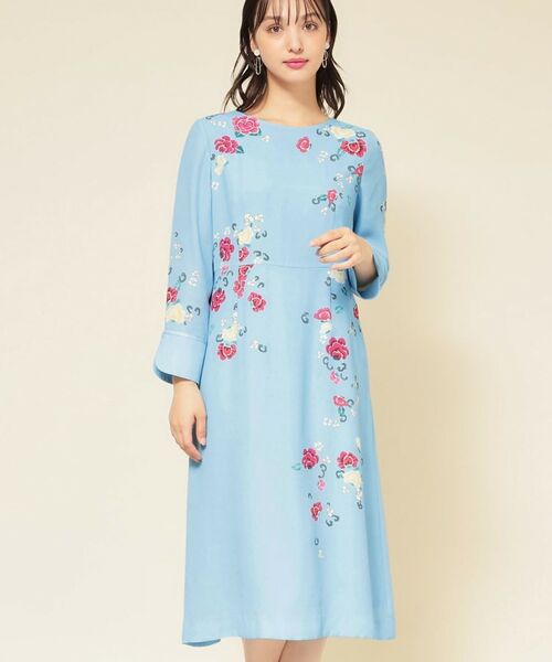 SunaUna/スーナウーナ 【co creation and yours/SS~L】花柄パネルワンピース ブルー(292) 38(M) SunaUna/スーナウーナ 【co creation and yours/SS~L】花柄パネルワンピース ブルー(292) 38(M)