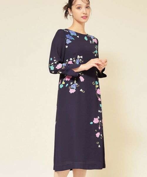 SunaUna/スーナウーナ 【co creation and yours/SS~L】花柄パネルワンピース ネイビー(294) 34(SS) SunaUna/スーナウーナ 【co creation and yours/SS~L】花柄パネルワンピース ネイビー(294) 34(SS)