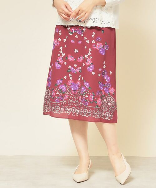 SunaUna / スーナウーナ スカート | 【co creation and yours/SS~L】オリエンタル柄パネルスカート(ボルドー(164))
