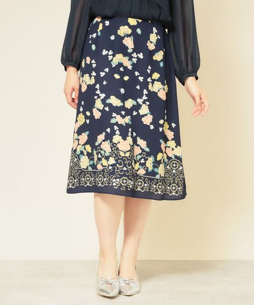 SunaUna/スーナウーナ 【co creation and yours/SS~L】オリエンタル柄パネルスカート ネイビー(194) 38(M) SunaUna/スーナウーナ 【co creation and yours/SS~L】オリエンタル柄パネルスカート ネイビー(194) 38(M)